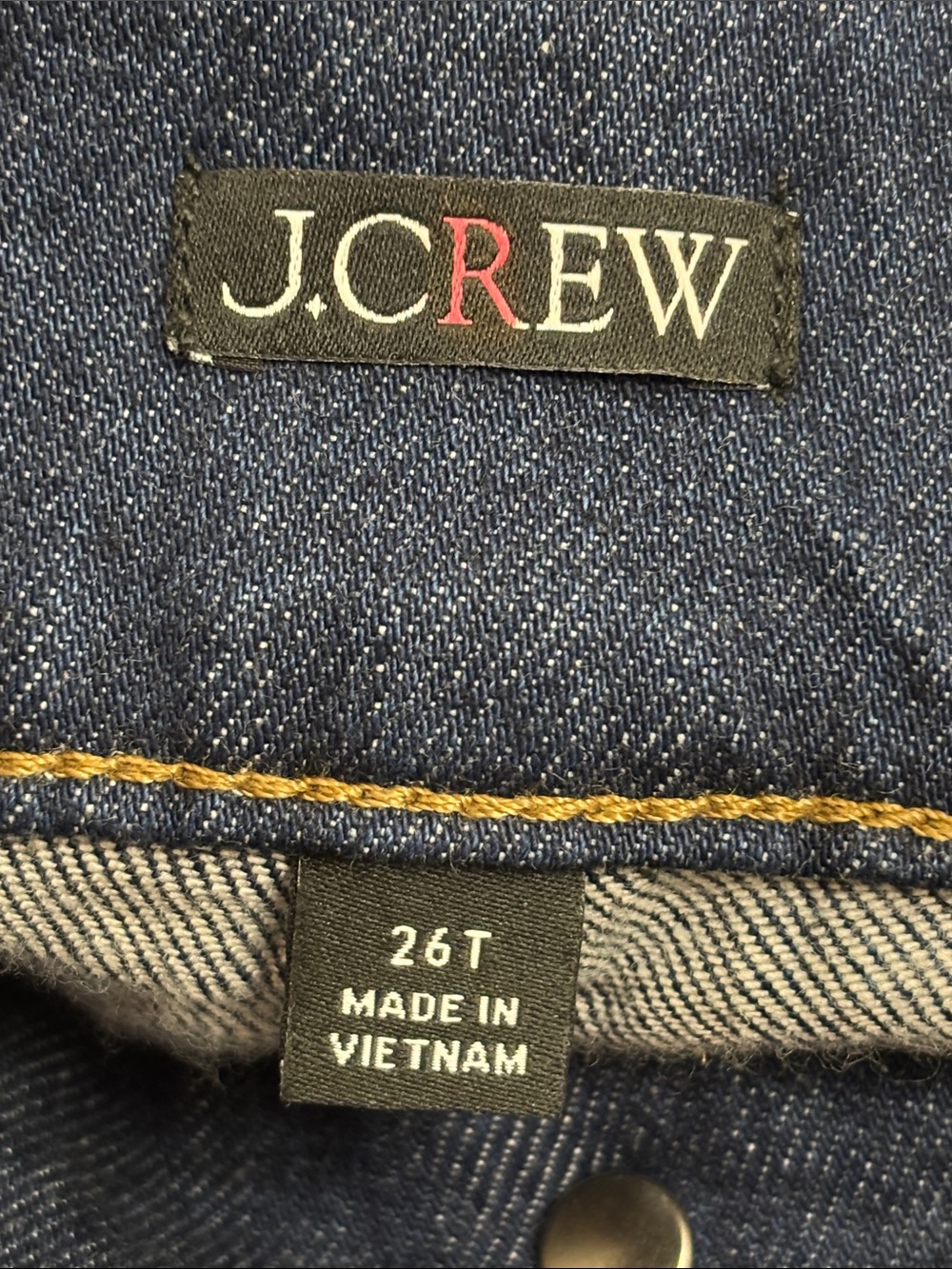 J. Crew Dark Blue Denim Trouser Wide Leg Jean with Stacked Buttons Size 26 Tall - Picture 14 of 16